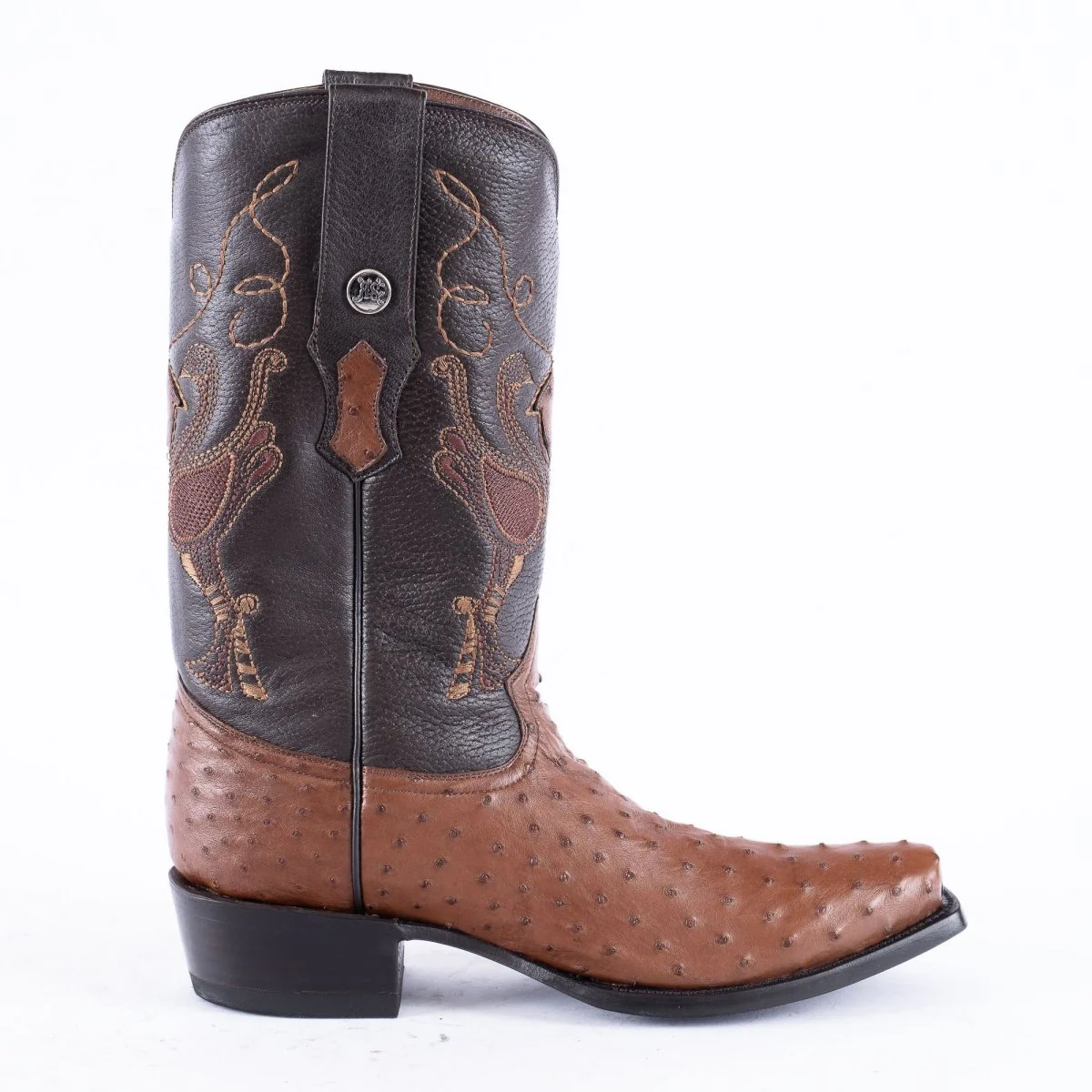 RANCHO SEMENTAL EXOTIC LEATHER Ostrich Brown Cowboy Boots - Image 3