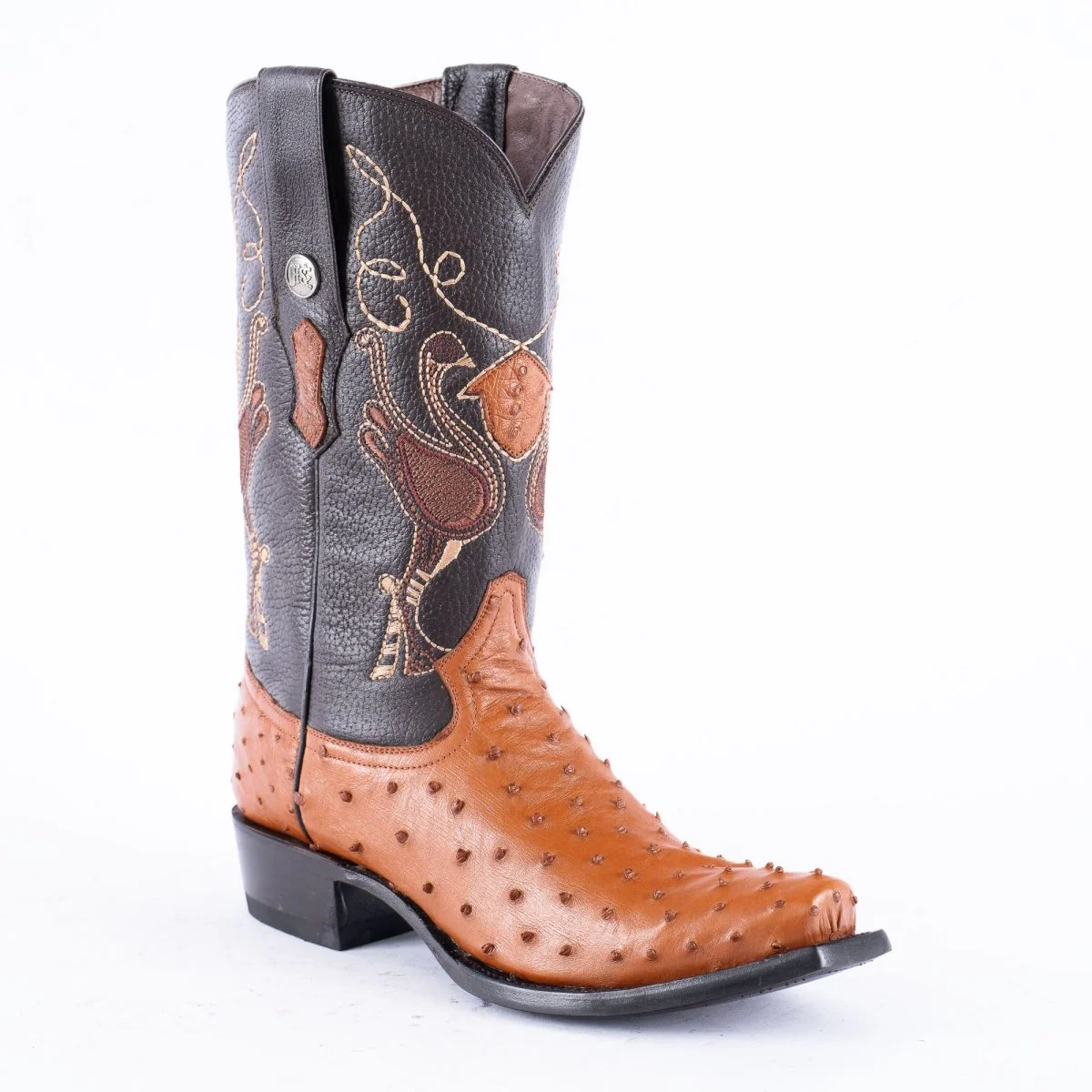 RANCHO SEMENTAL EXOTIC LEATHER Ostrich Cognac Cowboy Boots - Image 3