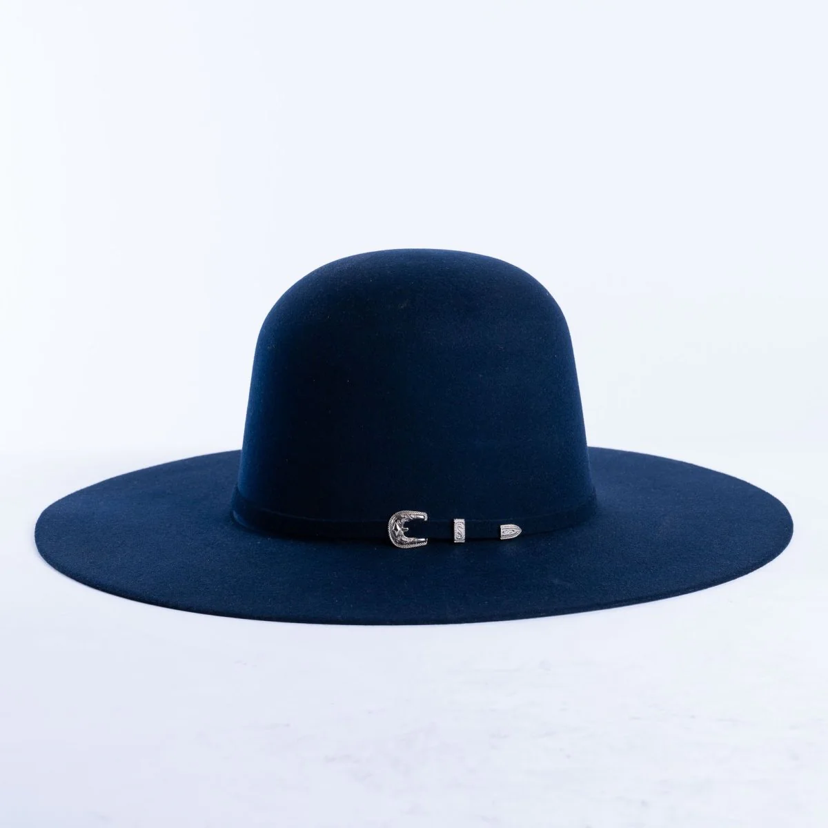 RANCHO SEMENTAL Navy Blue 3X Open Crown 4.5" Brim Felt Cowboy Hat - Image 3