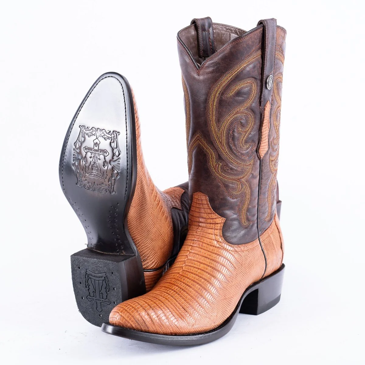 TANNER MARK EXOTIC LEATHER Lizard MD Brandy Cowboy Boots - Image 6