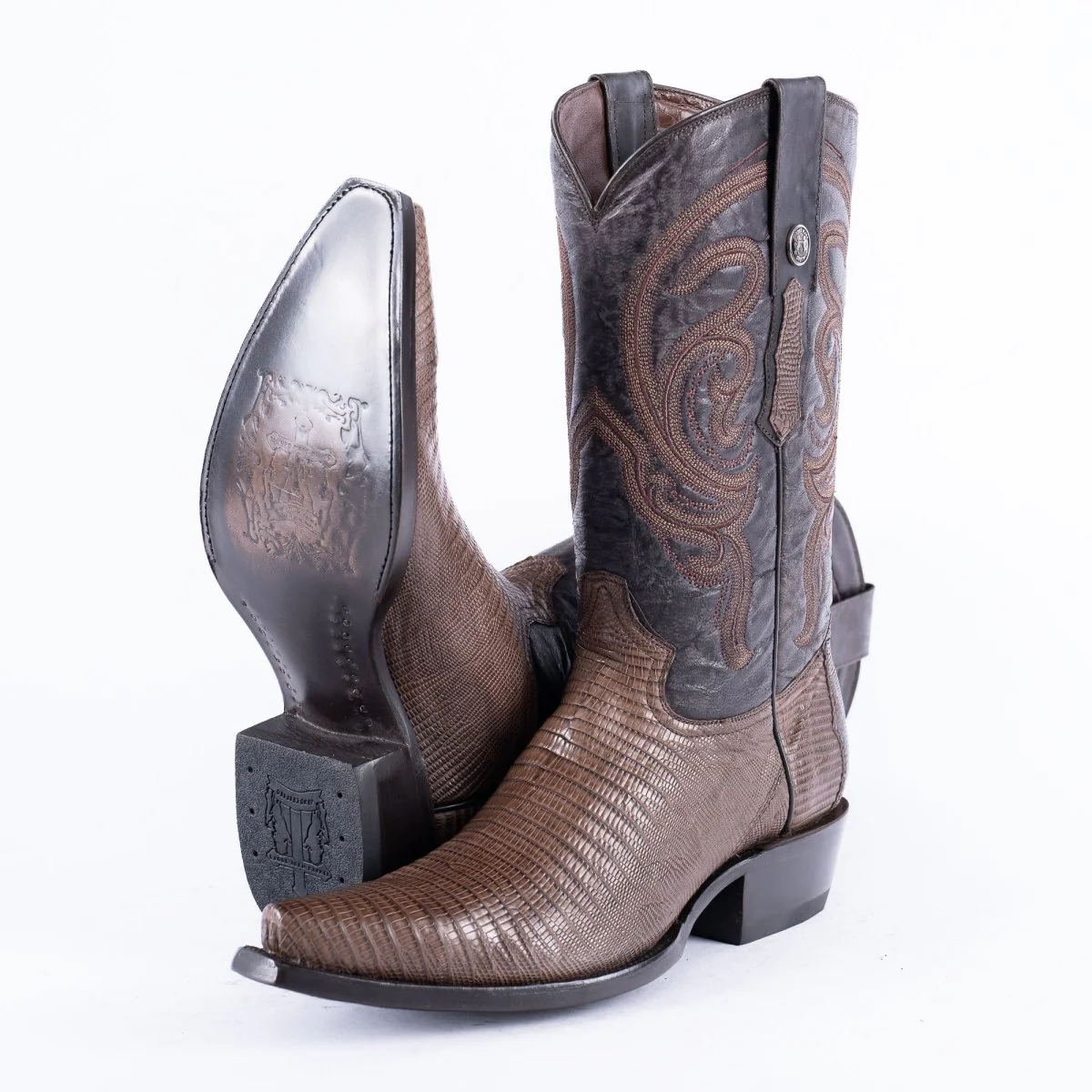 TANNER MARK EXOTIC LEATHER Lizard MD KT Cowboy Boots Snip Toe - Image 6