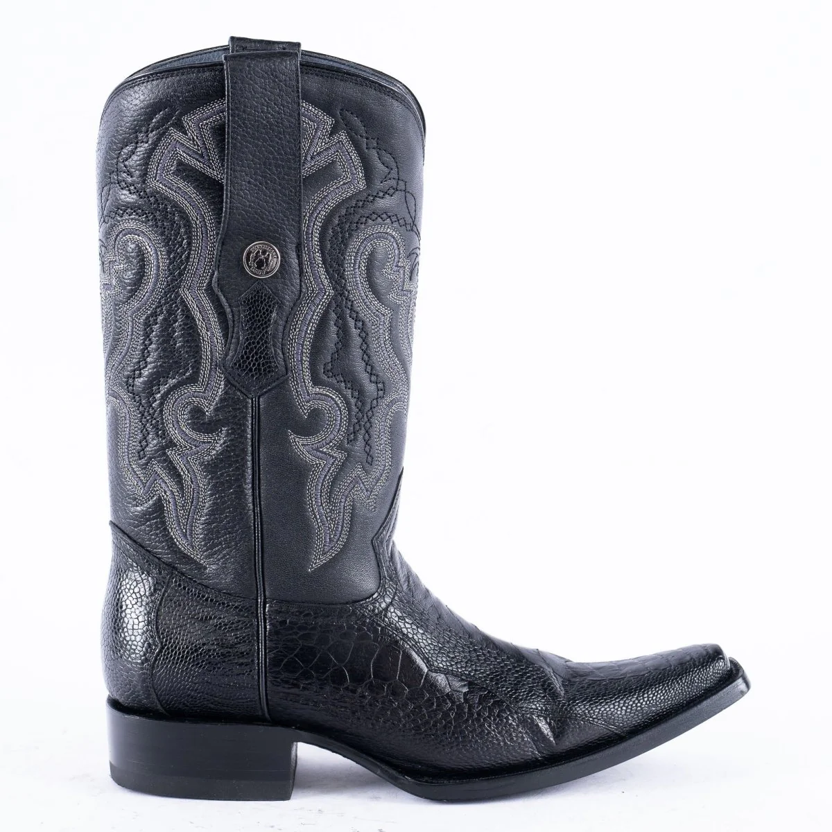 TANNER MARK EXOTIC LEATHER Ostrich Leg Black Cowboy Boots Euro Toe - Image 4