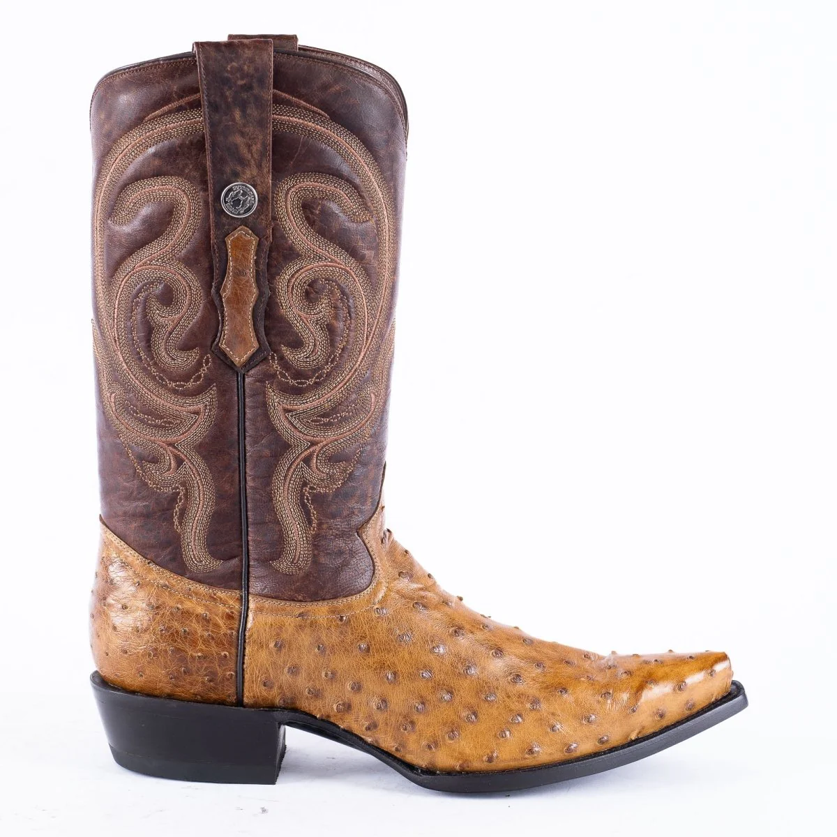 TANNER MARK EXOTIC LEATHER Ostrich MD Antique Cowboy Boots Snip Toe - Image 4