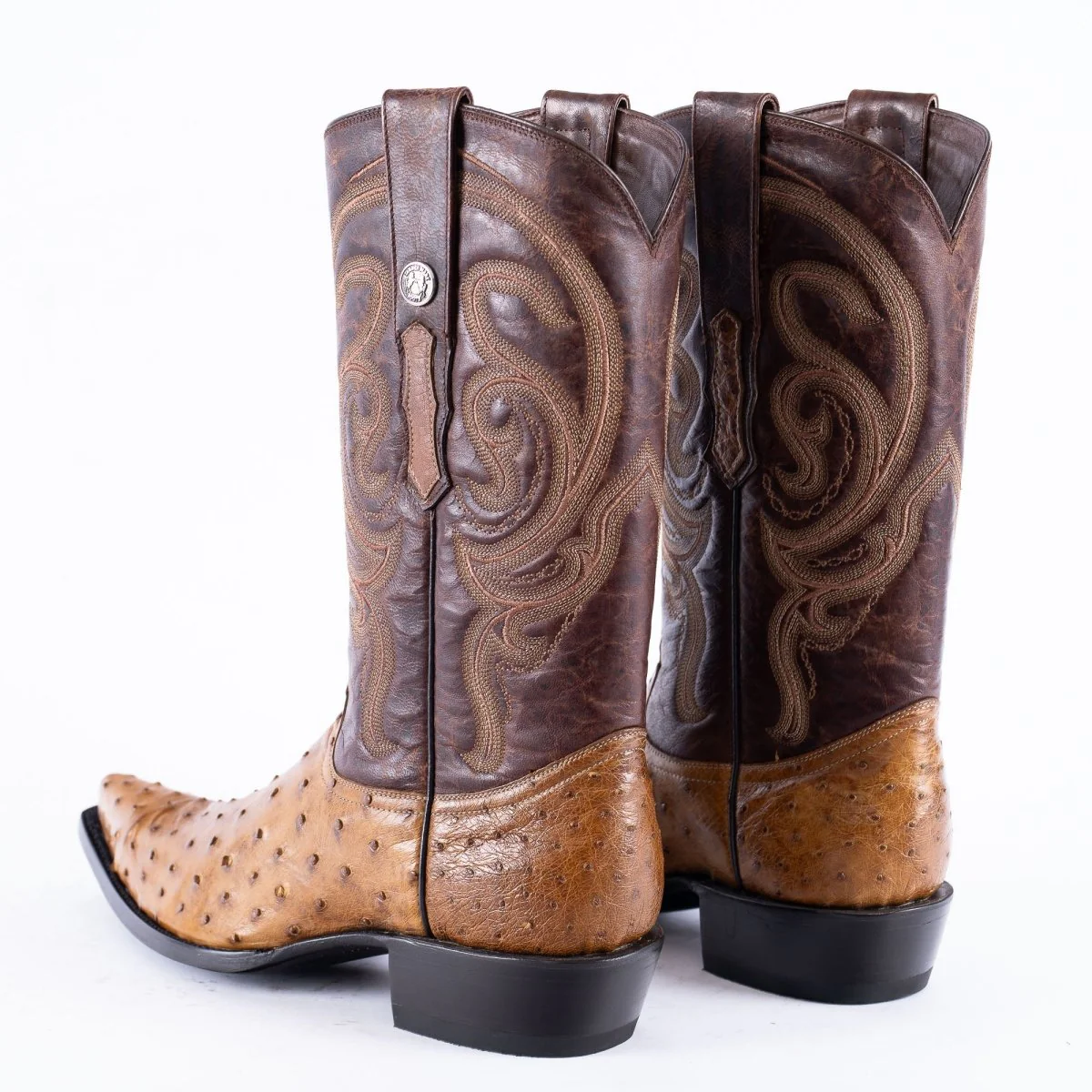 TANNER MARK EXOTIC LEATHER Ostrich MD Antique Cowboy Boots Snip Toe - Image 5