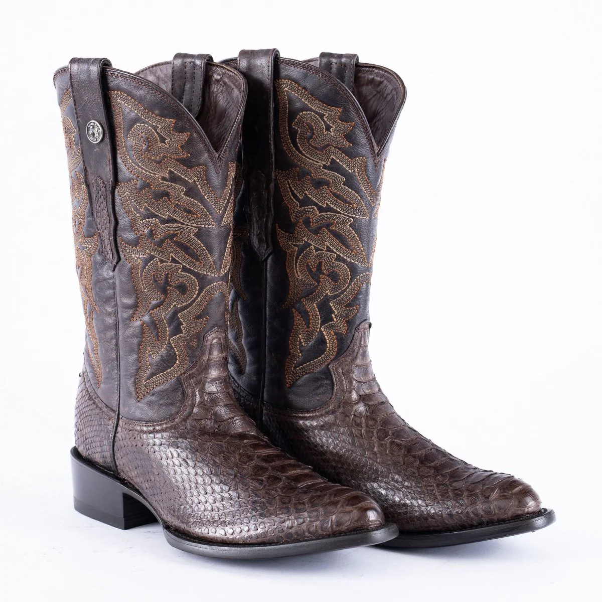 TANNER MARK EXOTIC LEATHER Python MD KT Cowboy Boots Round Toe