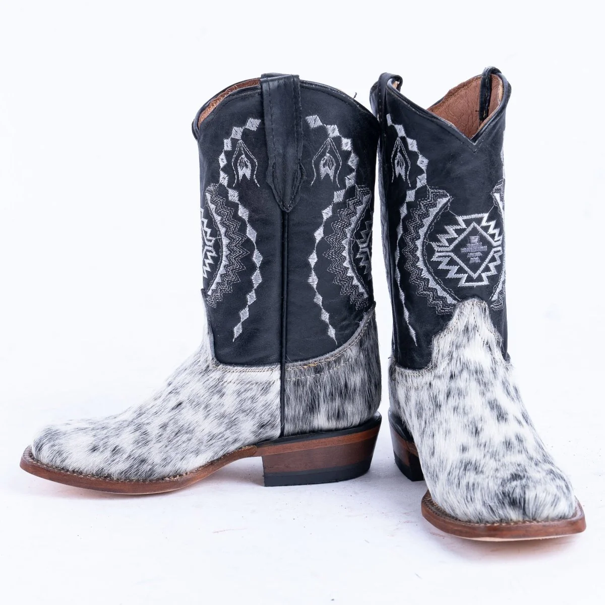 TANNER MARK KIDS Black & White Hair On Cowhide Cowgirl Boots - Image 3