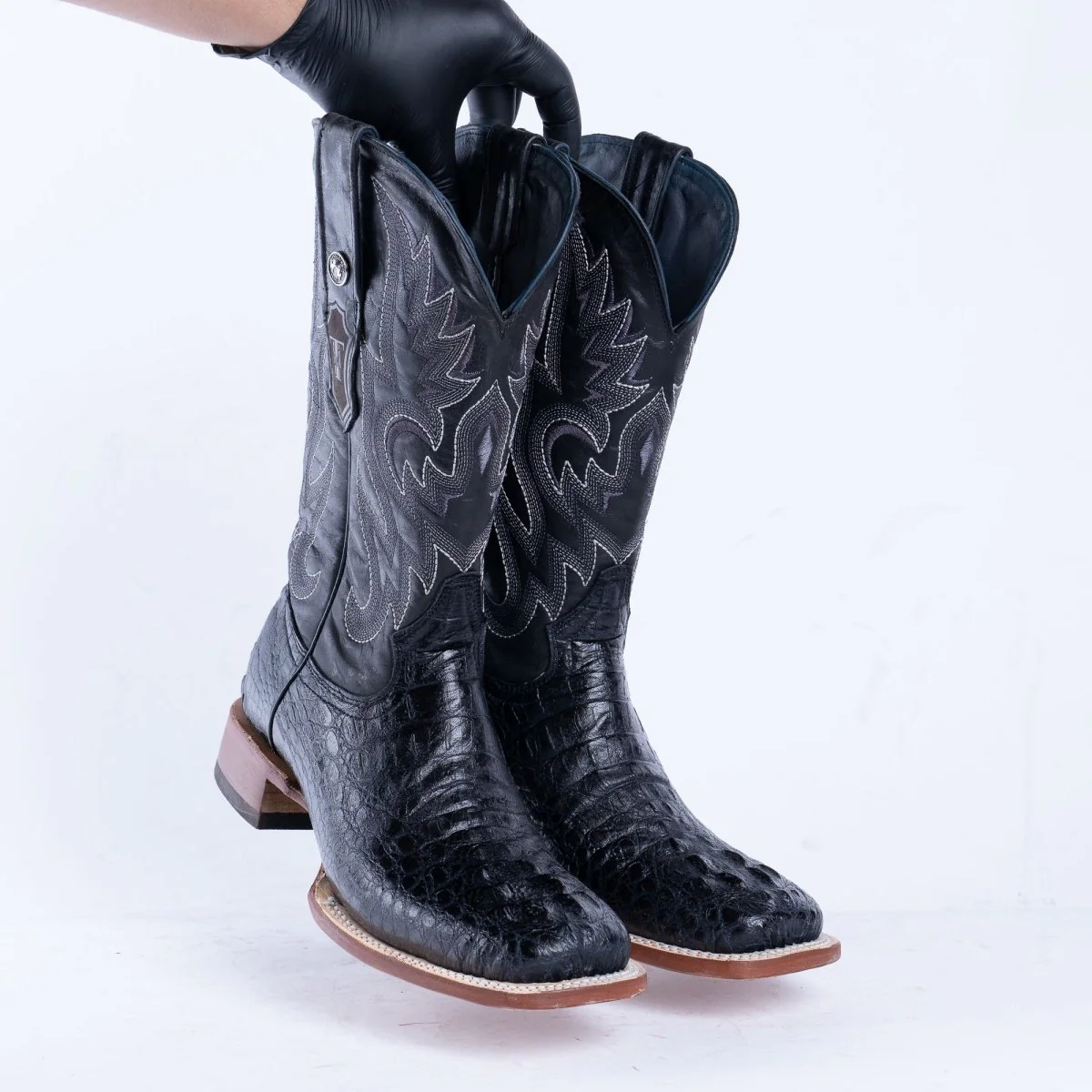 TANNER MARK MEN'S Croc Hornback Black Print Western Boots - Image 4