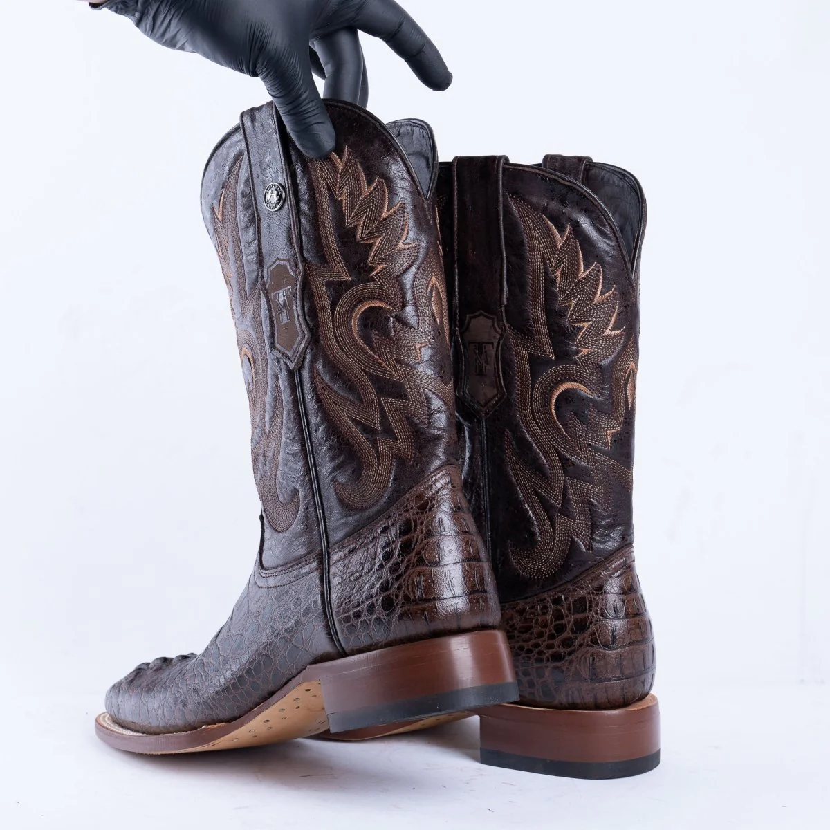 TANNER MARK MEN'S Croc Hornback Brown Print Western Boots - Image 3