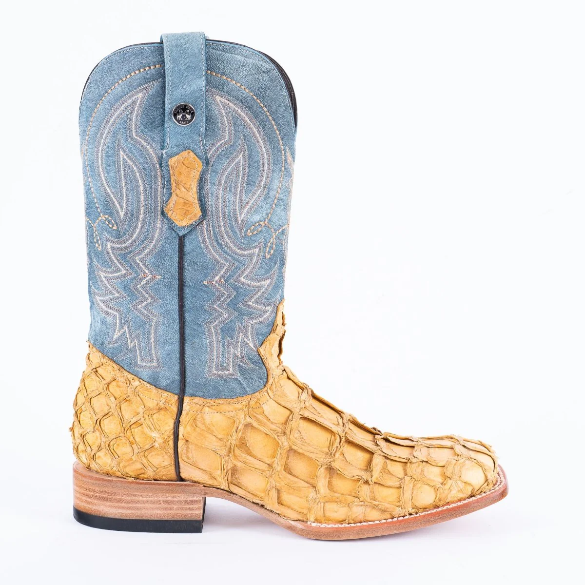 TANNER MARK MEN'S EXOTIC LEATHER Fish Antique Pull up Cowboy Boots - Image 2