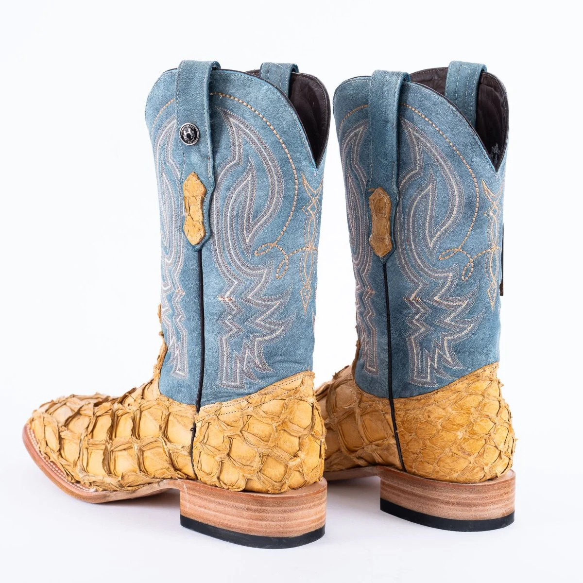 TANNER MARK MEN'S EXOTIC LEATHER Fish Antique Pull up Cowboy Boots - Image 4