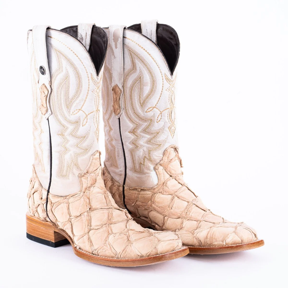 TANNER MARK MEN'S EXOTIC LEATHER Fish Sand Glued Matte Cowboy Boots - Image 3