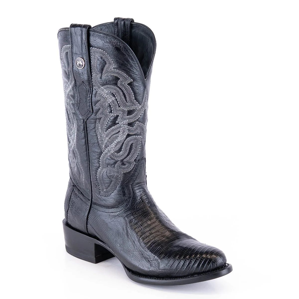 TANNER MARK MEN'S EXOTIC LEATHER Lizard Teju Black Cowboy Boots