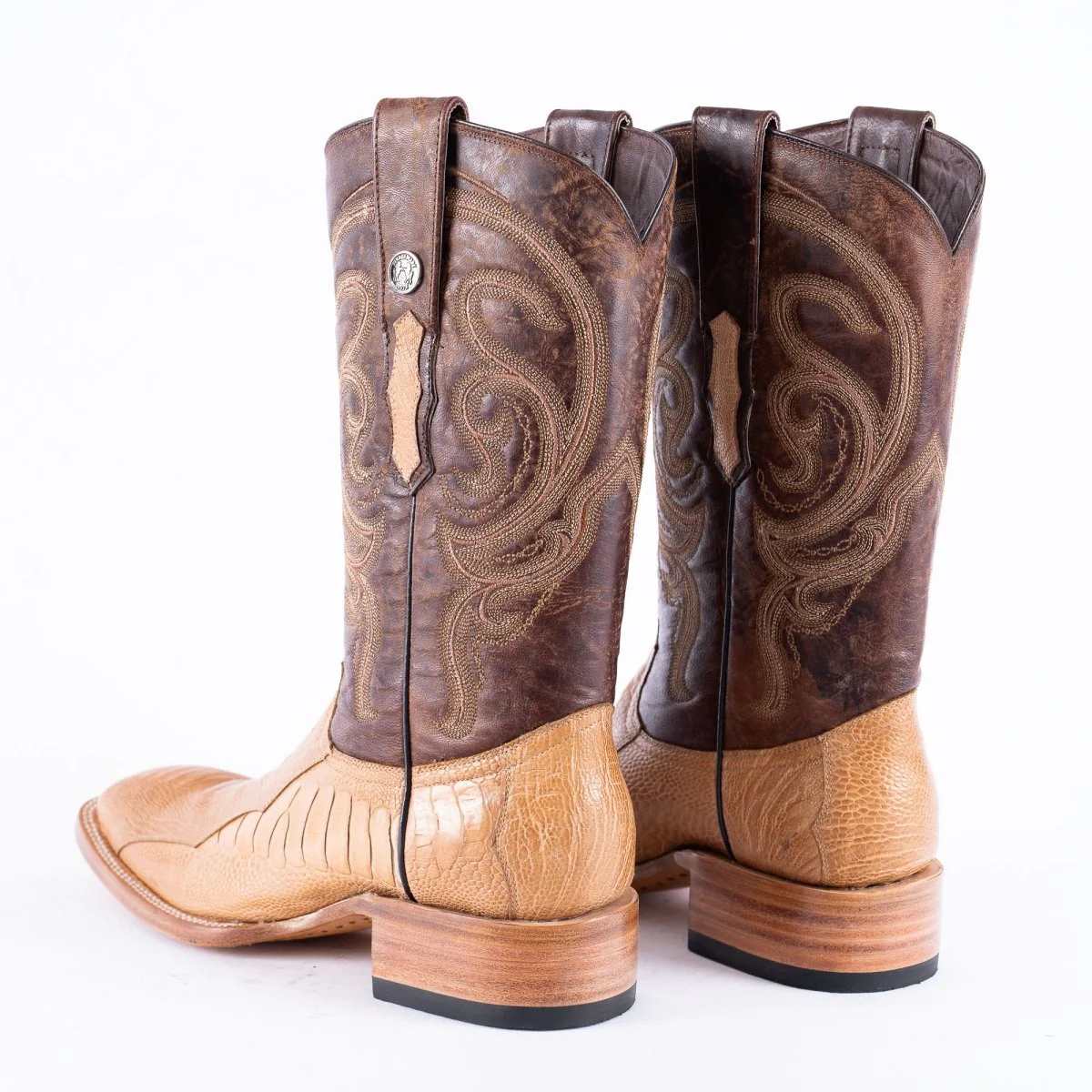 TANNER MARK MEN'S EXOTIC LEATHER Ostrich Leg MD Antique Cowboy Boots - Image 5