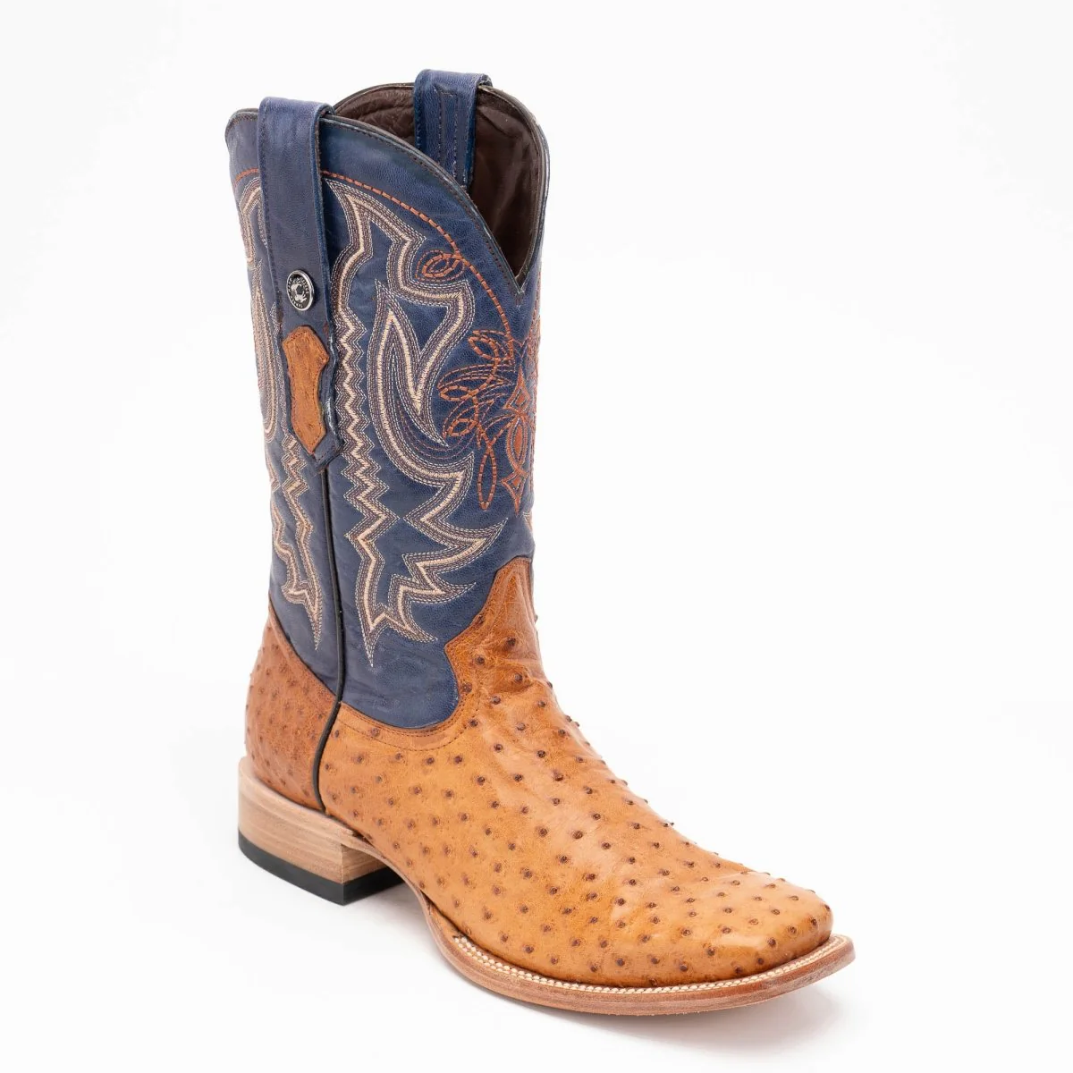 TANNER MARK MEN'S EXOTIC LEATHER Ostrich MD Brandy Cowboy Boots
