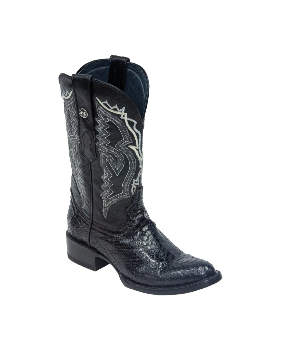 TANNER MARK MEN'S EXOTIC LEATHER Python Black Cowboy Boots