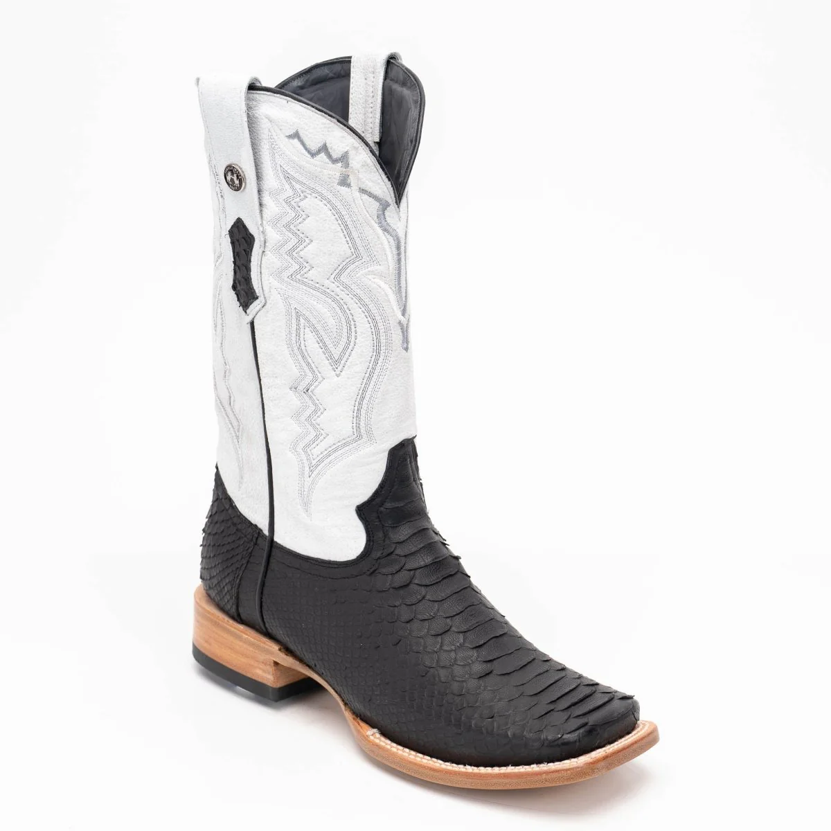 TANNER MARK MEN'S EXOTIC LEATHER Python Black Matte Cowboy Boots EE-WIDE