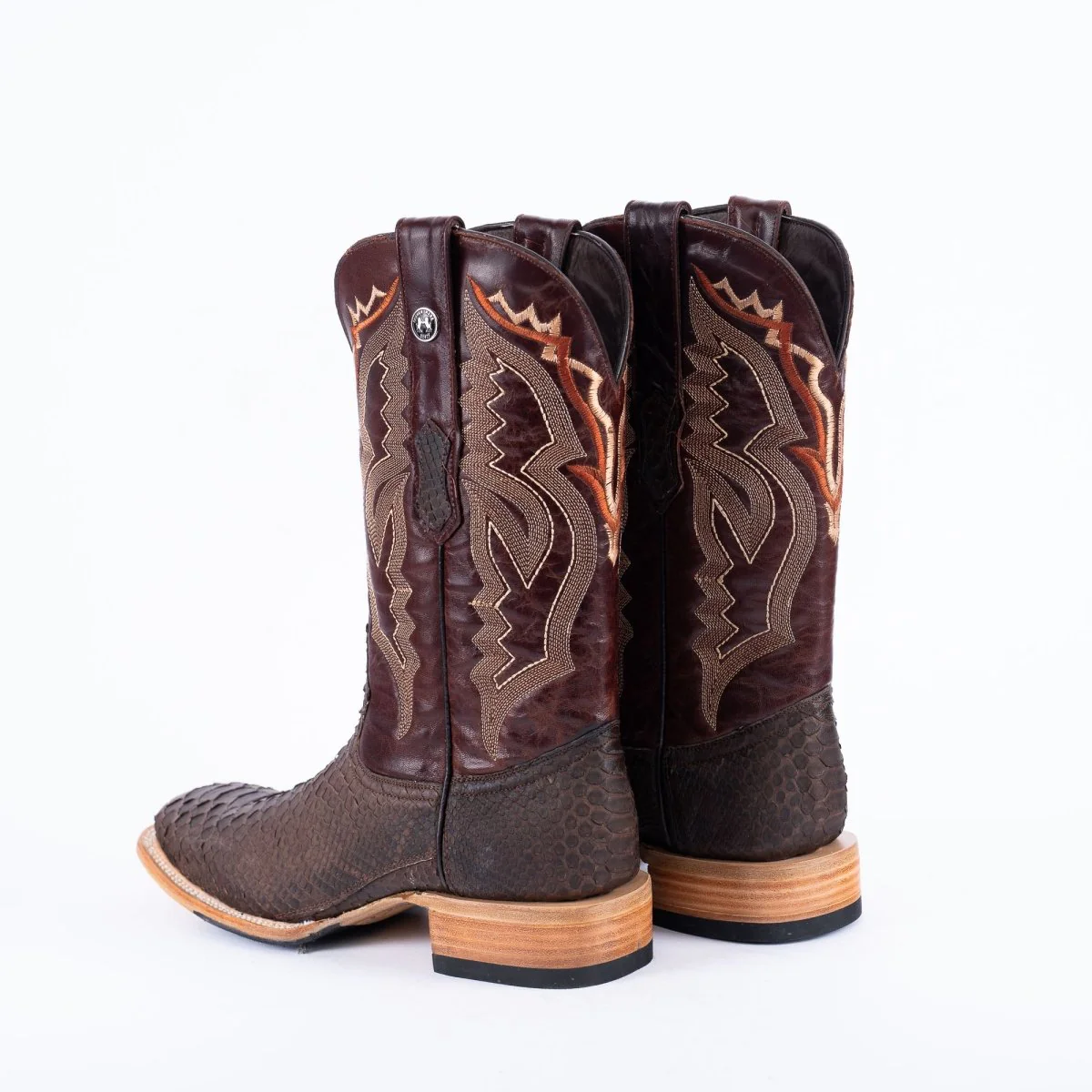 TANNER MARK MEN'S EXOTIC LEATHER Python Matte Brown Cowboy Boots - Image 4