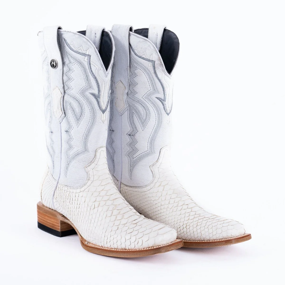TANNER MARK MEN'S EXOTIC LEATHER Python White Cowboy Boots - Image 3