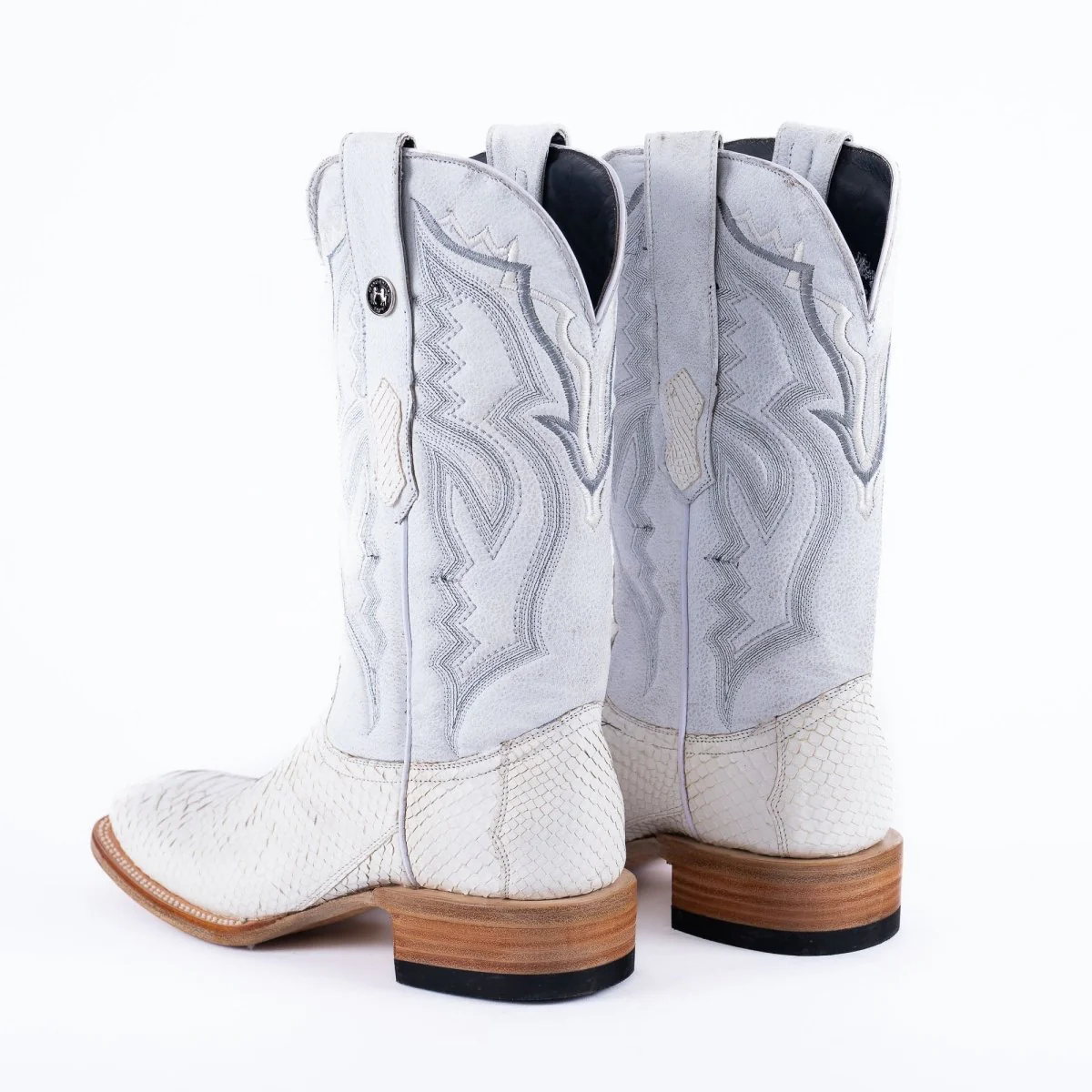 TANNER MARK MEN'S EXOTIC LEATHER Python White Cowboy Boots - Image 5