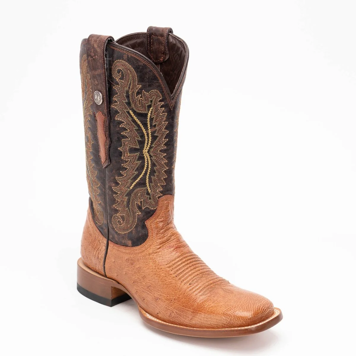 TANNER MARK MEN'S EXOTIC LEATHER Smooth Ostrich MD Brandy Cowboy Boots