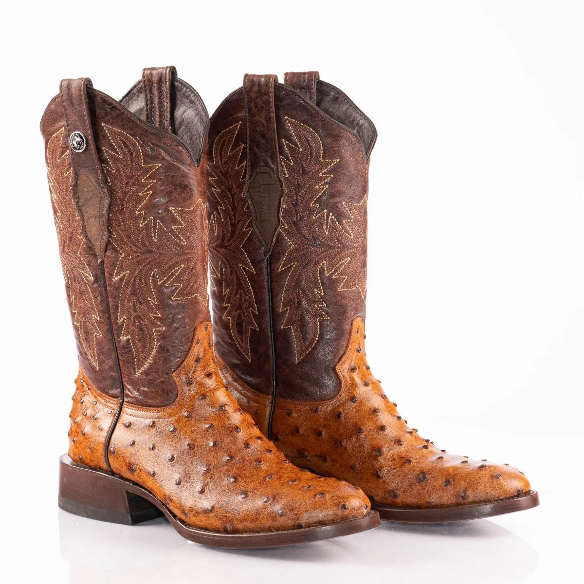 TANNER MARK Men's Ostrich Cognac Print Rooper Boots - Image 3