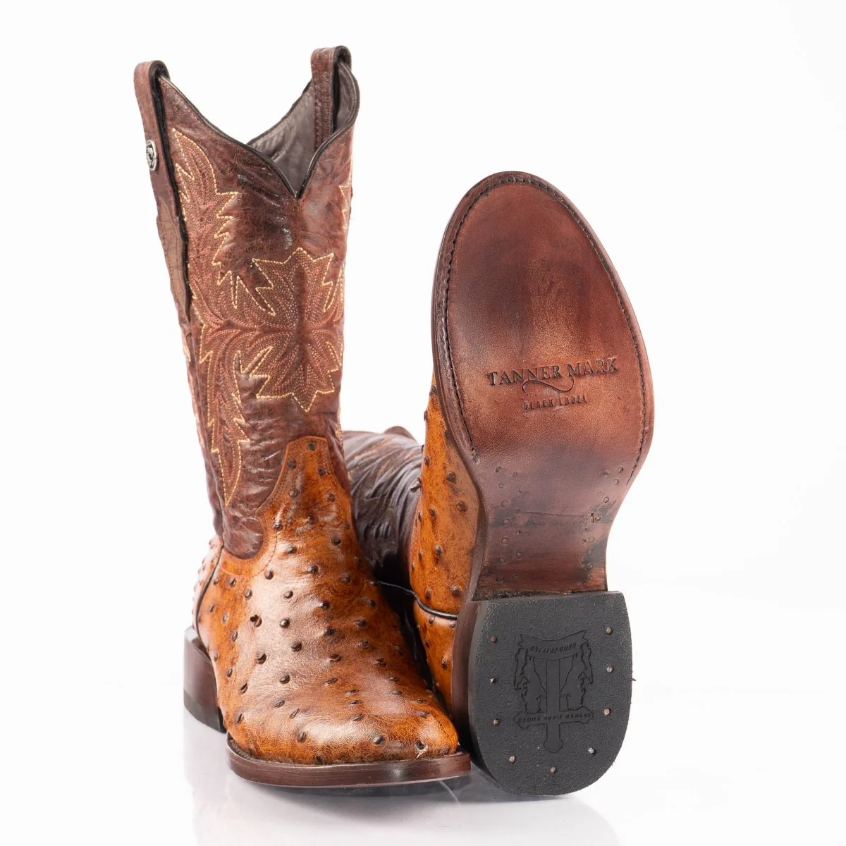 TANNER MARK Men's Ostrich Cognac Print Rooper Boots - Image 5