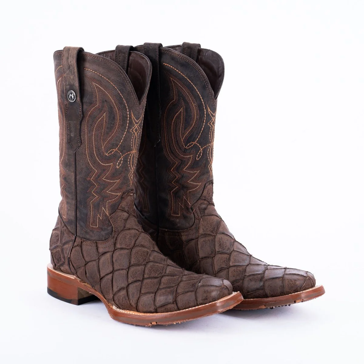 TANNER MARK MEN'S Print Monster Fish MD Nicotine Cowboy Boots Rubber Sole - Image 3