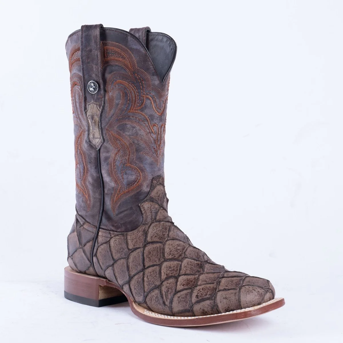 TANNER MARK MEN'S Print Monster Fish MD Nicotine Cowboy Boots