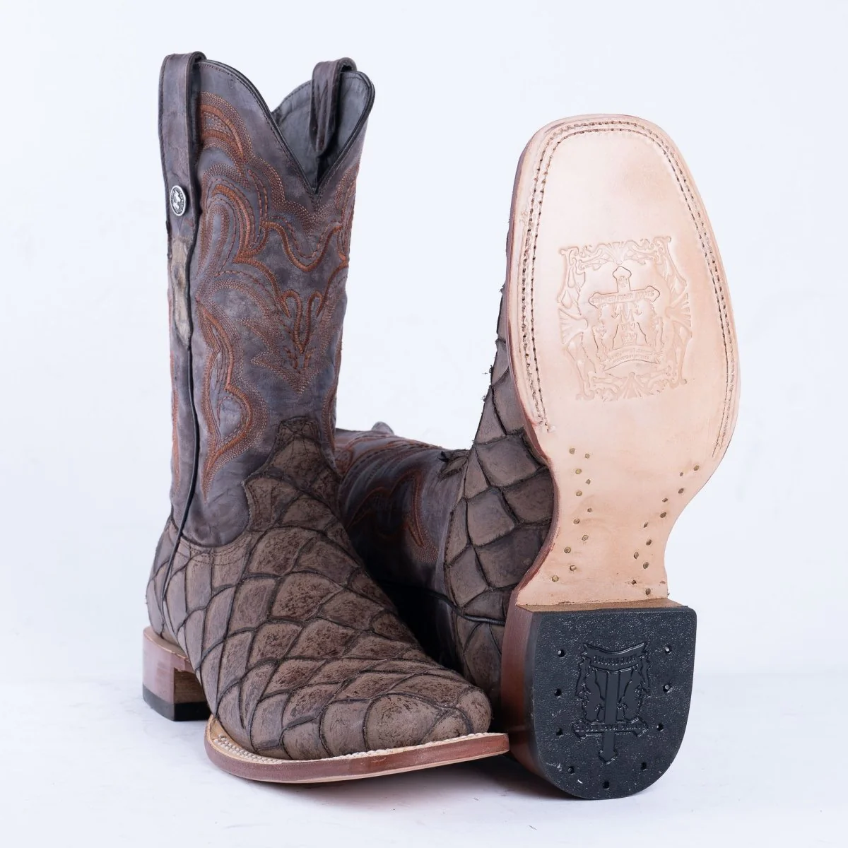 TANNER MARK MEN'S Print Monster Fish MD Nicotine Cowboy Boots - Image 6