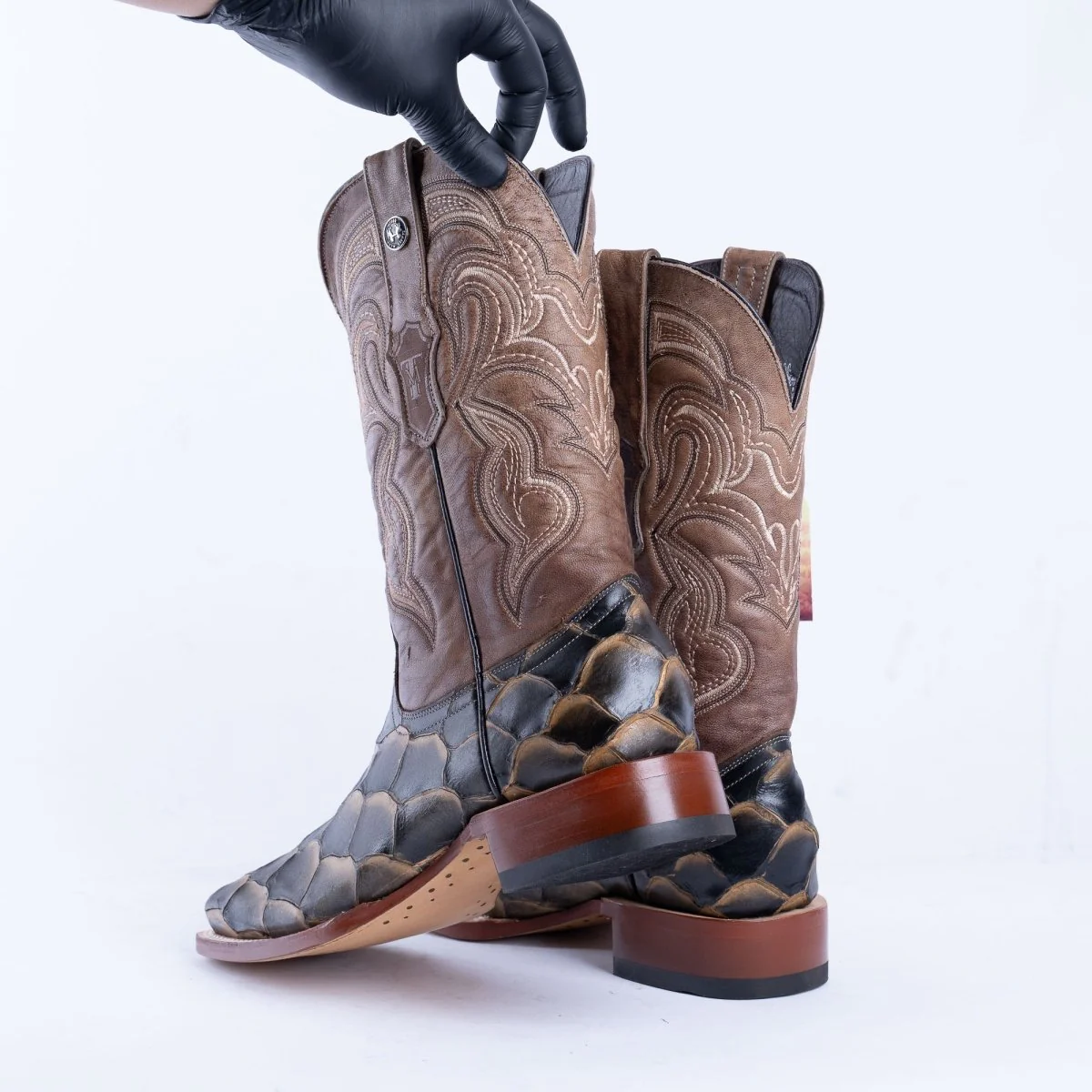 TANNER MARK MEN'S Print Monster Fish Orix & Black Cowboy Boots - Image 6