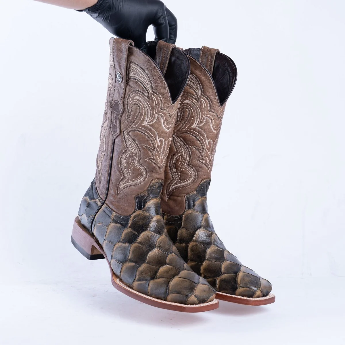 TANNER MARK MEN'S Print Monster Fish Orix & Black Cowboy Boots - Image 7