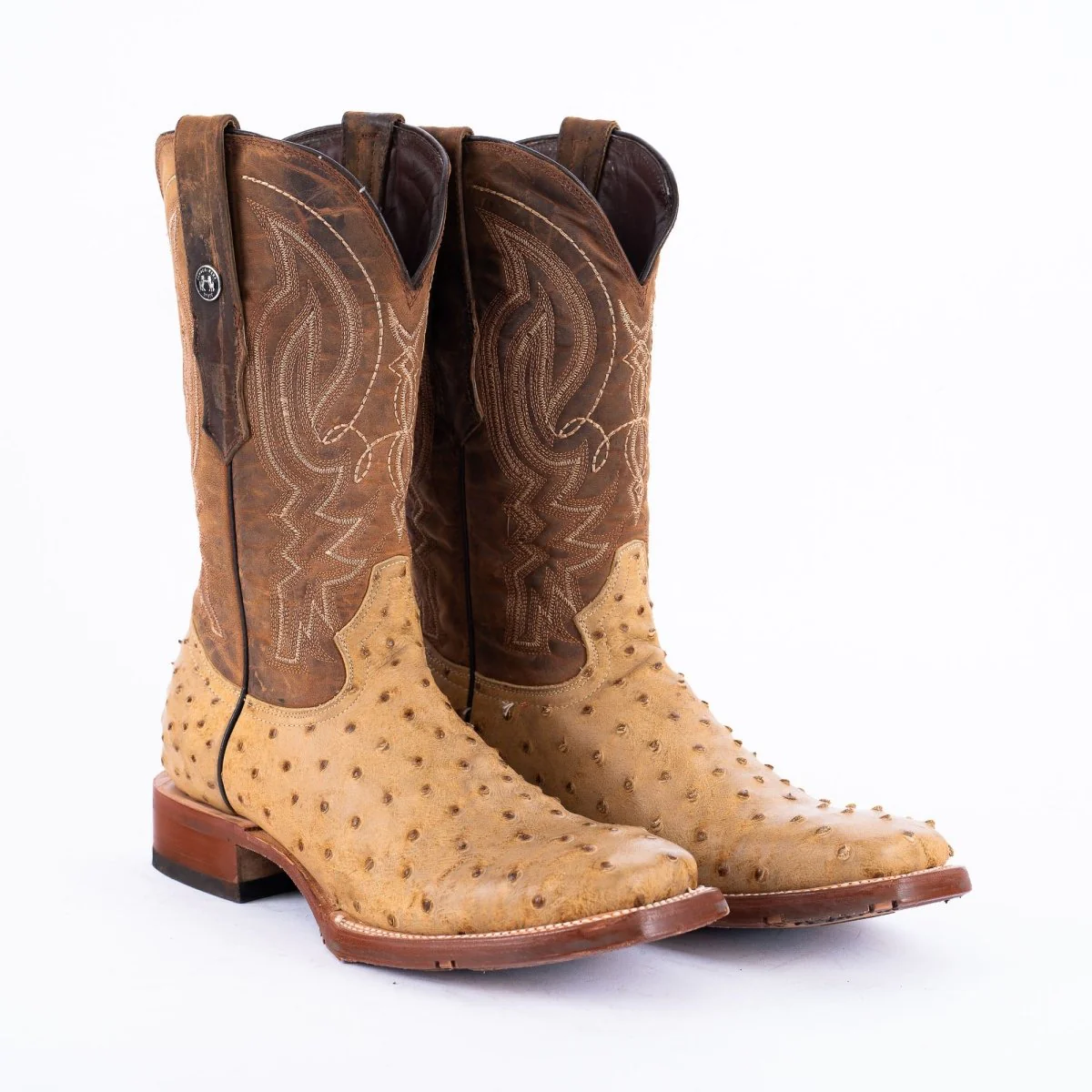 TANNER MARK MEN'S Print Ostrich MD Antique Cowboy Boots Rubber Sole - Image 3