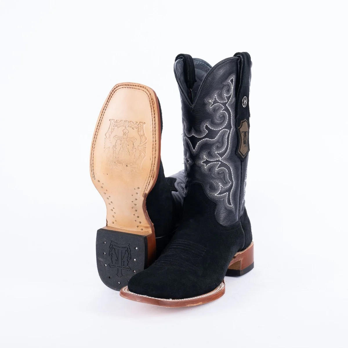 TANNER MARK MEN'S Ruff Out Black Western Cowboy Boots - Image 4