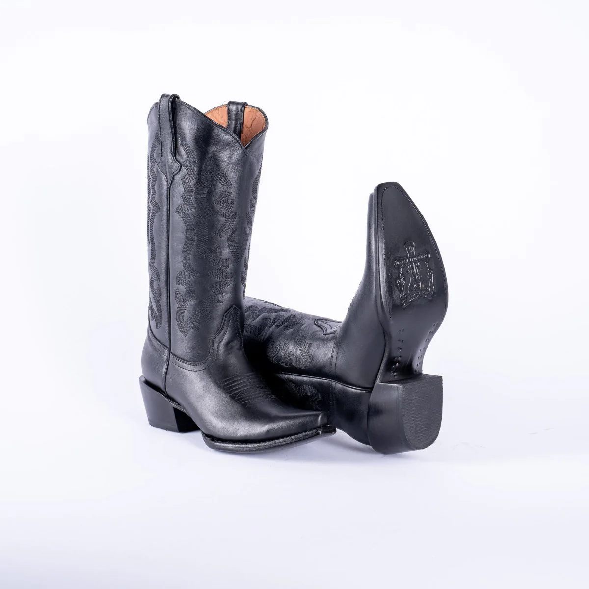 TANNER MARK WOMEN’S Dark Horse Classic Black Calf Cowgirl Boots Snip toe - Image 4