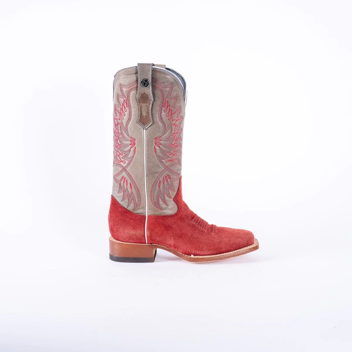 TANNER MARK WOMEN’S Ruff Out Red Cowgirl Boots With Palermo Grey Top - Image 3