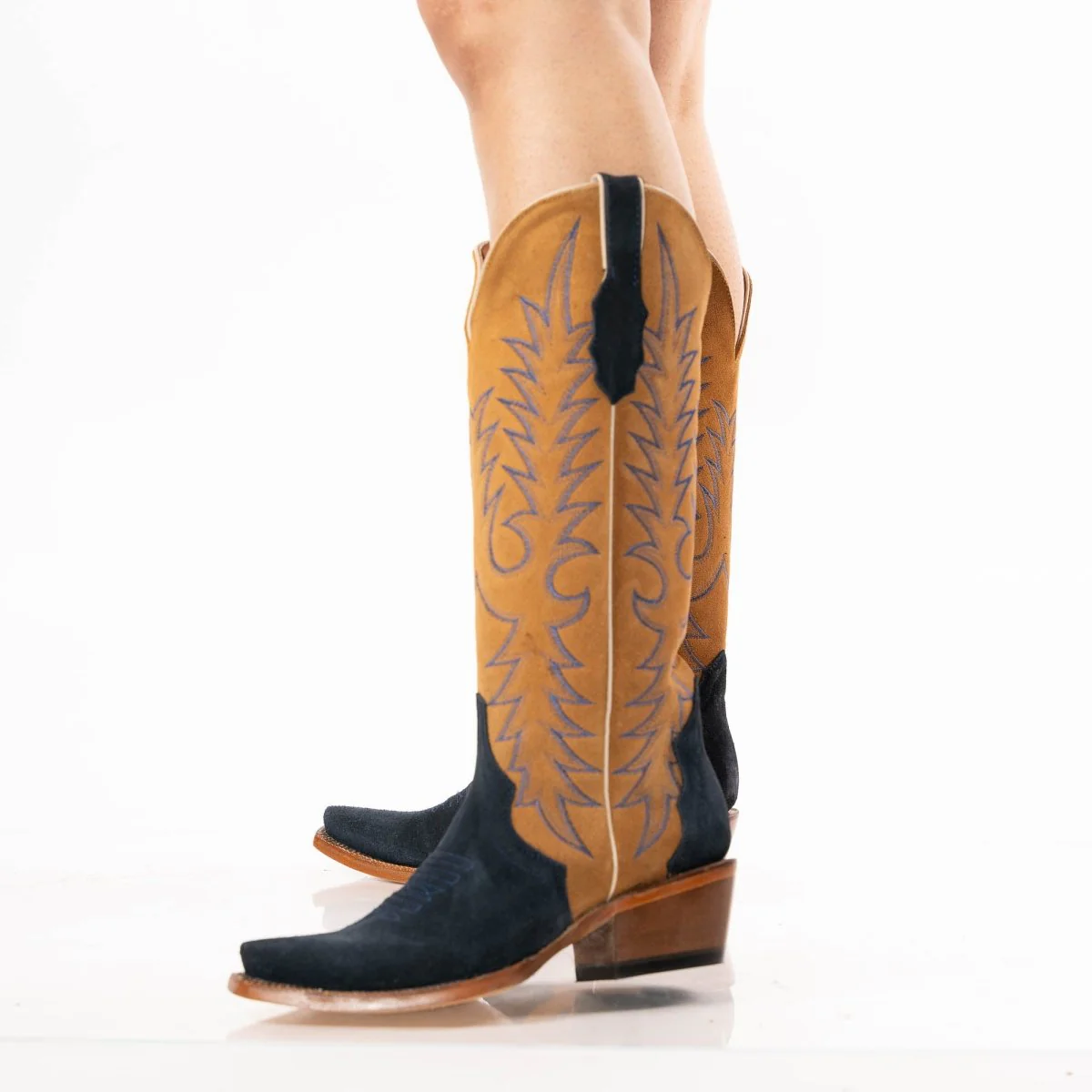 TANNER MARK WOMEN’S Triad Navy Suede Cowgirl Boots - Image 4