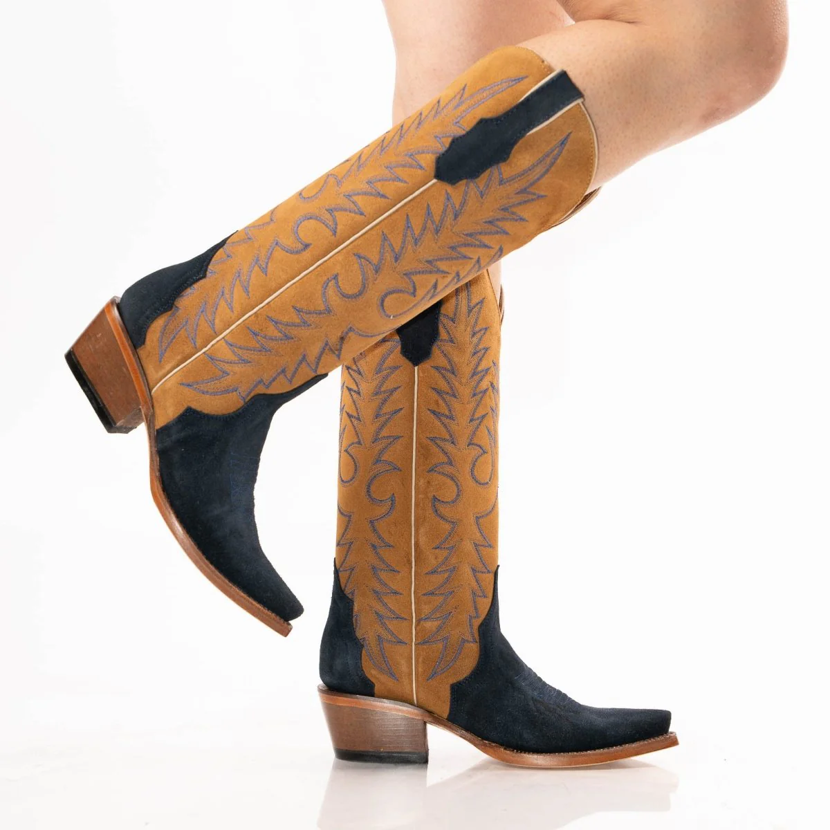 TANNER MARK WOMEN’S Triad Navy Suede Cowgirl Boots - Image 6