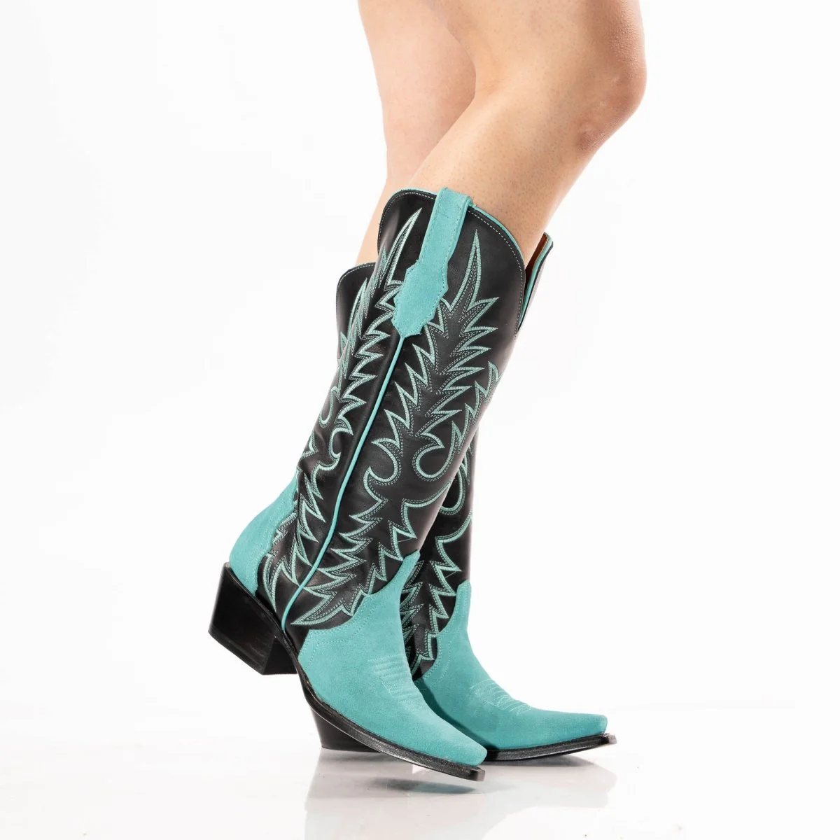 TANNER MARK WOMEN’S Triad Turquoise Suede Cowgirl Boots - Image 3