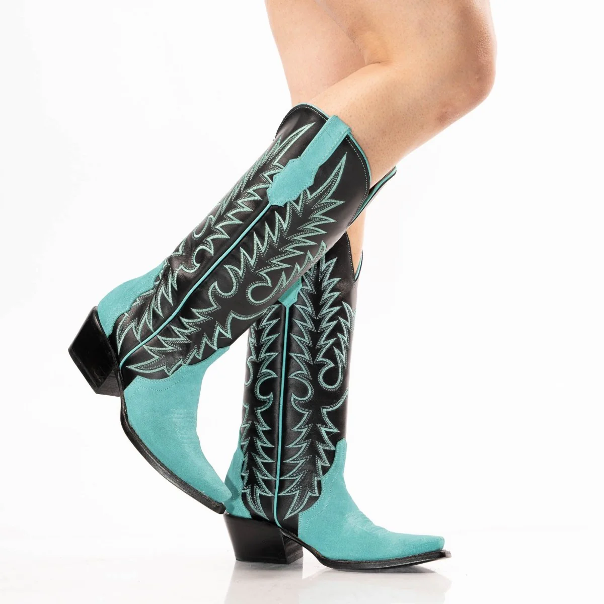 TANNER MARK WOMEN’S Triad Turquoise Suede Cowgirl Boots - Image 4